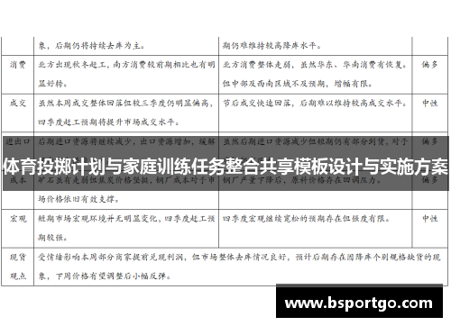 体育投掷计划与家庭训练任务整合共享模板设计与实施方案